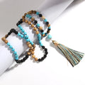 8mm Natural Turquoise Stone Knot Multicolor Tassel Necklace 108 Mala Middle Eastern Prayer Beads Tassel Necklace