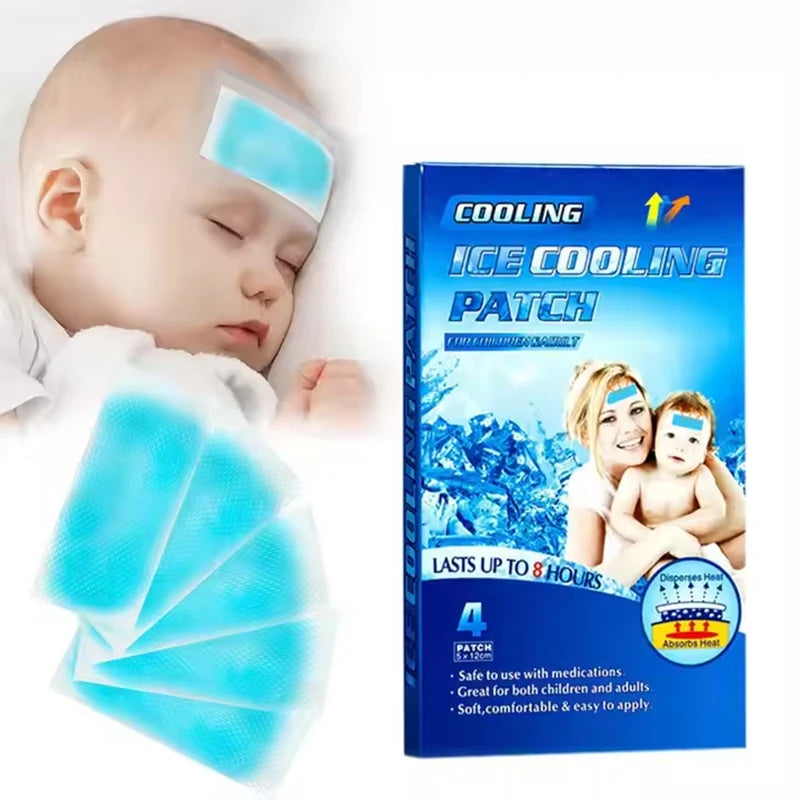 OEM Factory Blue Hydrogel Ice Cooling Gel Plaster Temperature Antipyretic Natural Baby Kids Adults Safety Cool Down Gel Patch
