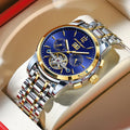 POEDAGAR Automatic Watch Men 1406 Luxury Tourbillon Dial Mechanical Watches Waterproof Steel Wristwatches Relogio Masculino