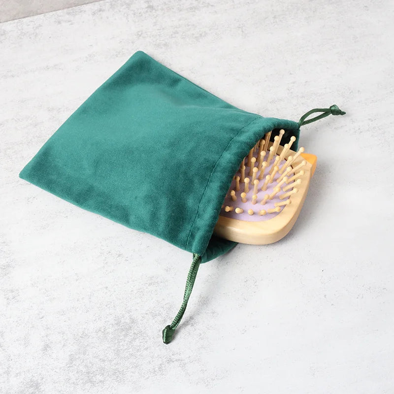 Custom Logo Drawstring Wedding Favor Gift Pouch Lipstick Candy Sweet Jewelry Storage Velvet Bags With Logo Embroidery