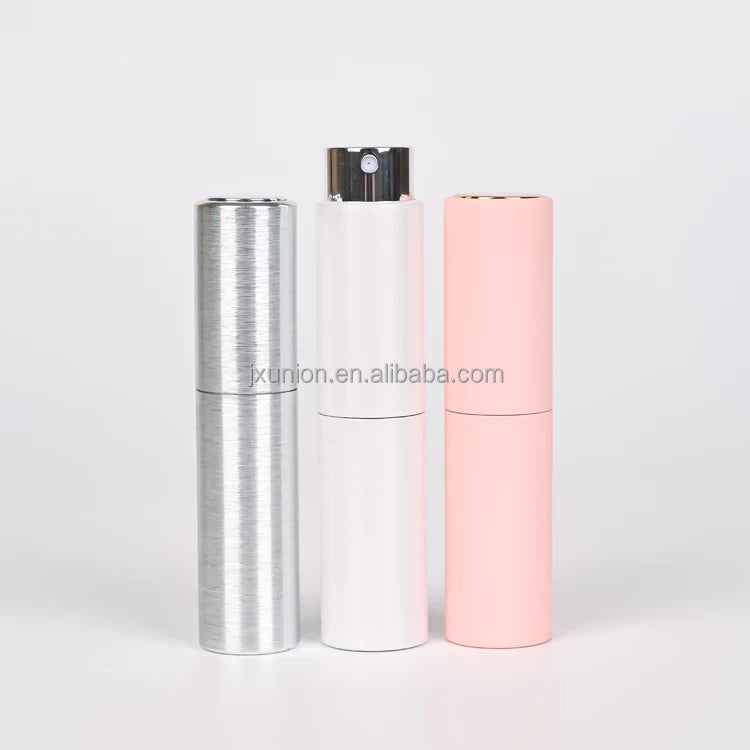 Portable Aluminum Atomizer Bottle Twist-Up Mouth Spray Essential Oils Glasses Customizable