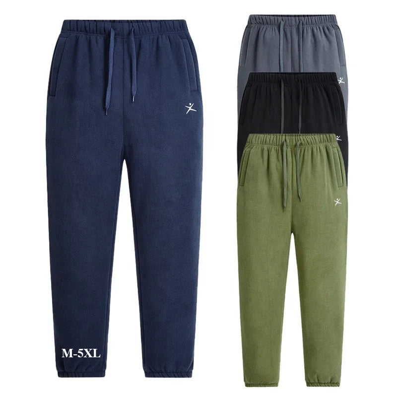 Fleece Lined Pants Men's Polar Fleece Trousers Thermal Winter Lightweight Elastic Waistband With String Pocket Tech Fleece Pants