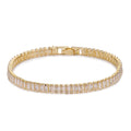 Trendy Italian Couple Bracelet for Women Gold Plated Stainless Steel with Geometric Crystal Zircon Main Stone