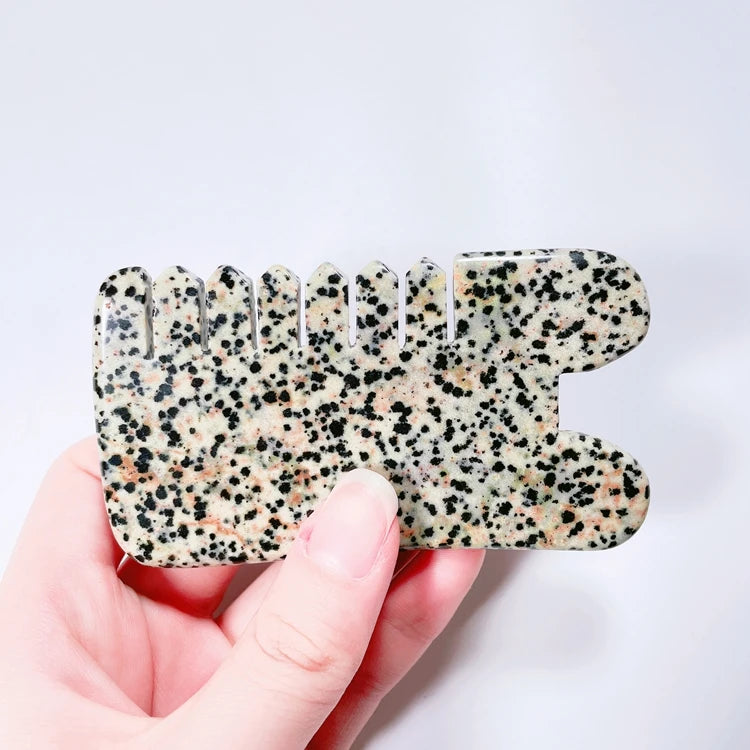 Hongzhuo China Folk Art Gift Polished Dalmatian Jasper Hair Crystal Comb