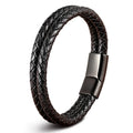 Men's Fashion Design Double Layer Stainless Steel and Genuine Leather Charm Bracelets