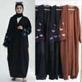 Loriya EID Butterfly Embroidery Abaya Femmes Robe Musulmane Kimono Modest Abaya Islamic Clothing Women Dress Nida Abaya