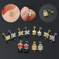 Premium G23 Titanium Flat Back Earrings Hypoallergenic Nickel Free Push Fit Lip Studs Comfortable Piercing Jewelry