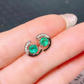 Wholesale 2023 Fashion Bulk 925 Sterling Silver Natural Emerald Stud Earring Set Gold Plated Jewelry for Party or Gift