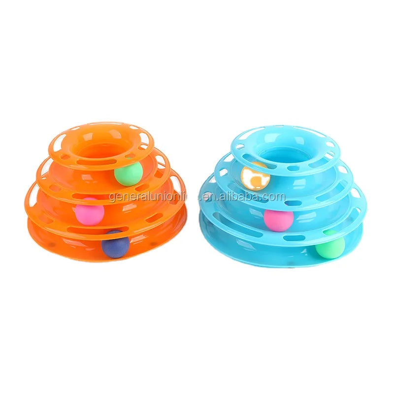 New Hot-Selling Wholesales Durable Rubber Interactive Cat Toys Balls Three Layers Puzzle Plastic Trackball for Playing