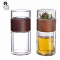 Leakproof BPA Free Loose Leaf Tea & Fruit Infuser Double Insulated Glass Tea Water Drinking Bottle
