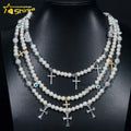 Panyu Shining Jewelry New Arrival Cross Style Pearl Necklace Custom Iced Out Hip Hop Moissanite Jewelry Pendant Necklace Foe Men