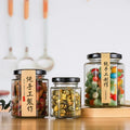 Top Selling 100ml 380ml 500ml 730ml Empty Hexagonal Pickles Sauce Bird's Nest Glass Jam Honey Bottle Jar with Screw Aluminum Lid