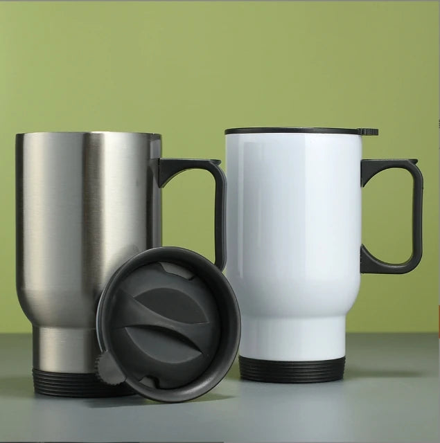 Wholesale Office Heat 450ml Stainless Steel Insulated Cup Portable Handle Coffee Cup Sublimation Travel Mug