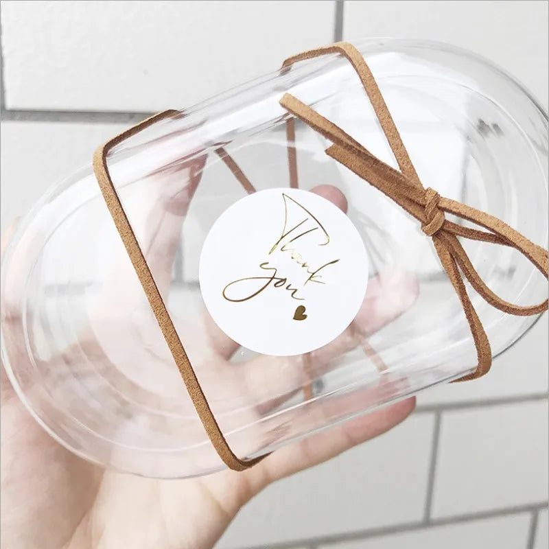 120pcs/pack Bronze Thank You With Heart Paper Stickers Baking Party Gift Sealing Sticker Envelope Label Bottle Food Decor