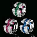 Luxury Brass Gold-plated European and American Multi-color Ring Set Retro Style Engagement Banquet Men's Ring