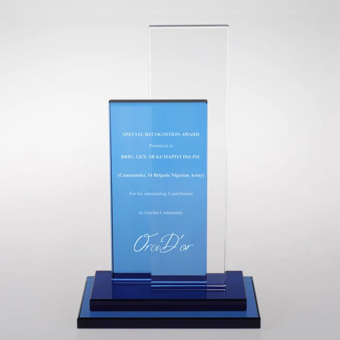 Blue Clear Glass Optical Crystal Glass Trophy MH-NJ0114
