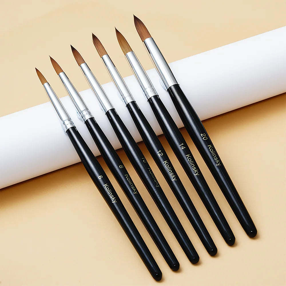 Cross border ebony nail art crystal pen Kolinsky nail art round head carved painted nail brush set