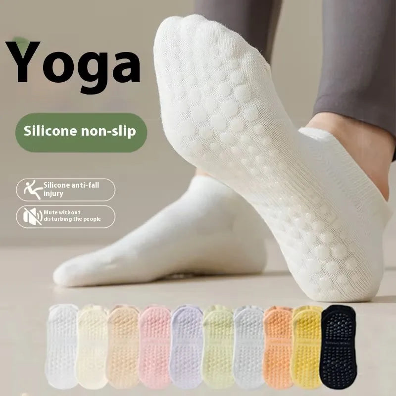 Glue-dot Knitted Crew Yoga Pilates Fitness Dance Sports Socks with Anti-Slip Grip for Women Thin Summer Wholesale