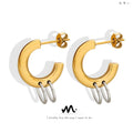 Hot Fashion Trend Stainless Steel 18K Gold Plated Metallic Chunky Hook-Ups Stud Earrings for Women
