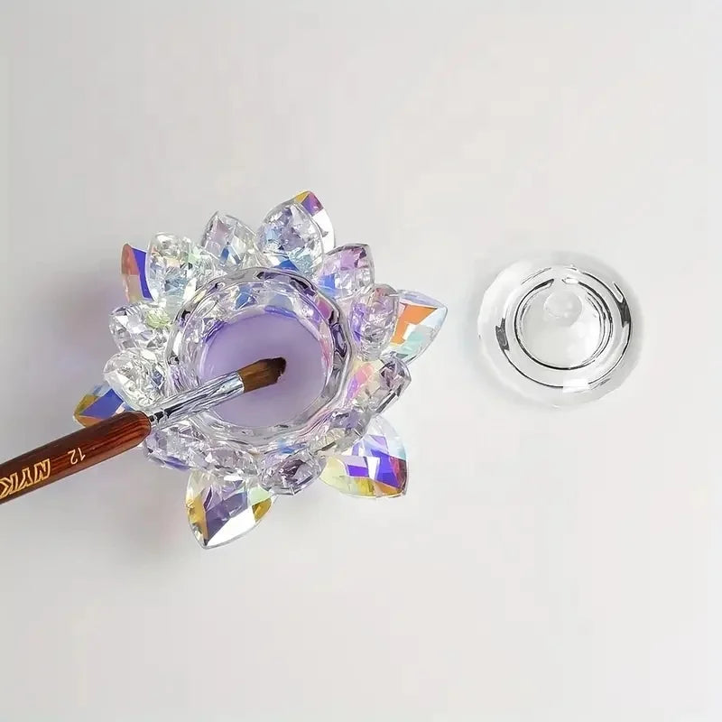 Nail Art Monomer Dish 18ml Lotus Shape - Crystal Dappen Dish With Lid for Holding Acrylic Liquid Acrylic Powder Nail Decor