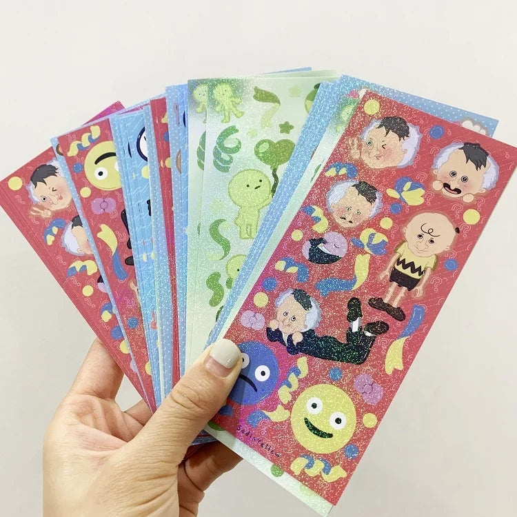 Color Print Laser Holographic Korean Deco Sticker Sheet Custom Glitter Lamination Sticker