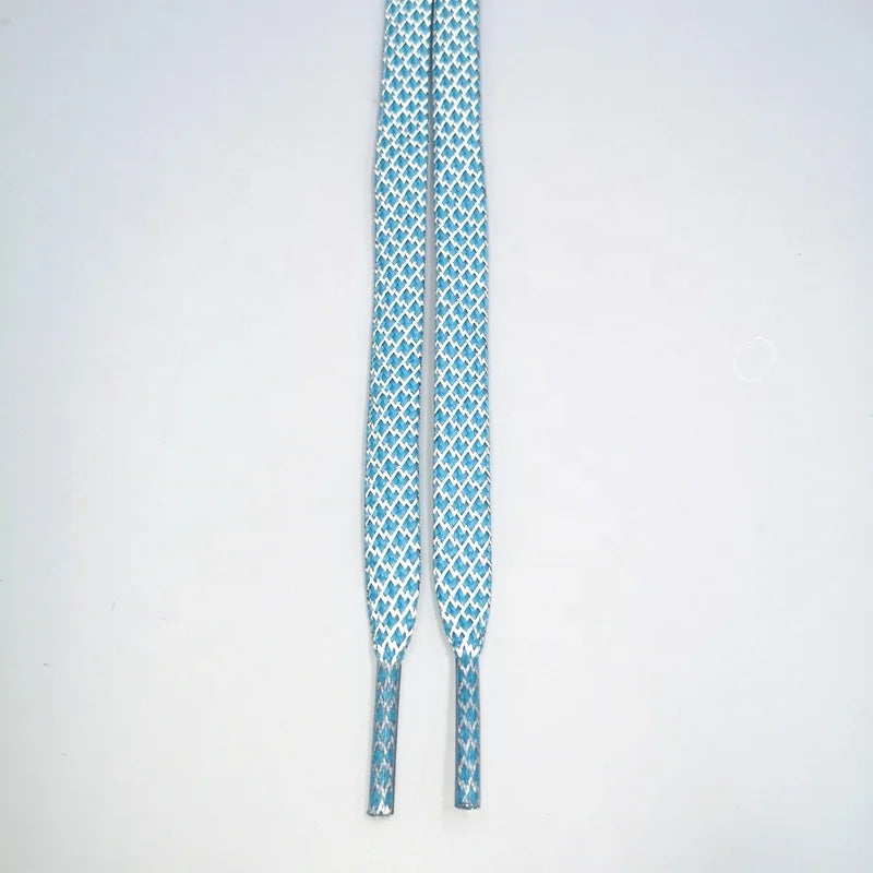 Colorful 8mm Polyester Flat Reflective Shoelaces for Sports Shoes Transparent Plastic Tips-Unisex Design Maoyuan Brand Outdoor