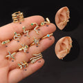 POENNIS Gold Plated Trendy Geometric Cuff Earring No Piercing Cartilage Ear Cuff Stainless Steel Zircon Adjustable Snake Ear