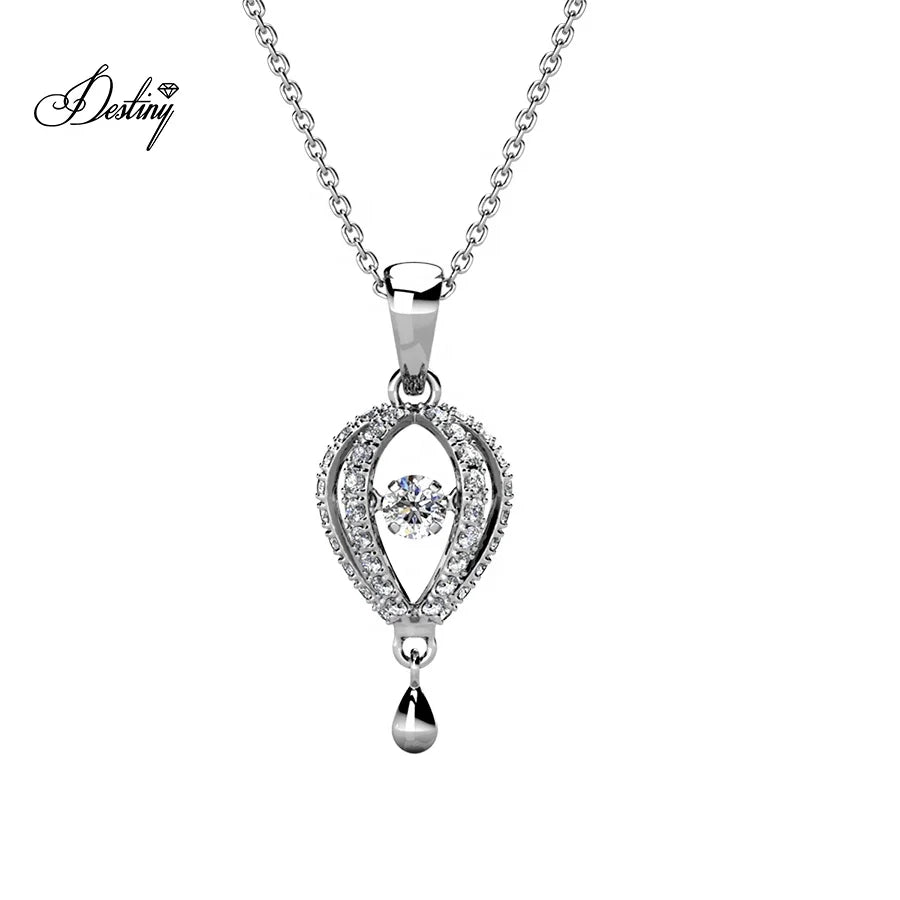 Dancing Hot Air Balloon Pendant Embellished with Swarovski Crystals 18K Gold Plated Jewelry Silver 925  Necklace