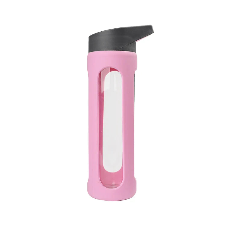 CHUNLIN 500ml Eco-Friendly Portable Custom Logo BPA Free Leak-Proof Glass Reusable Gym Sport Water Bottle with Handgrip