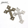 YuenZ Antique silver color cross Charms Pendants Jewelry Making DIY Handmade Craft 74*53mm T02