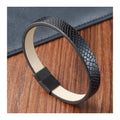 High End Quality Snake Wide Genuine Leather Bracelet for Men Jewelry Hand Bangle With Stainless Steel Magnetic Clasp