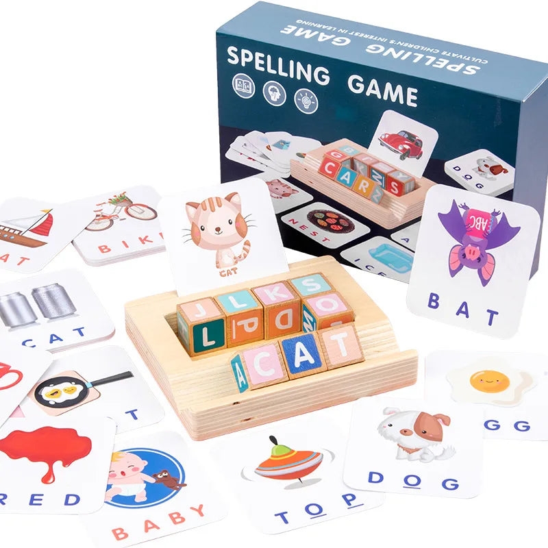 Educational Spelling Learning Toy Matching Letter Game Wooden Counting Game for Kids