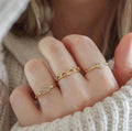 2022 Fashion New Stainless Steel 14K Gold Texture Light Luxury Stacking Open Adjustable Inlaid Zircon Ring Spot Wholesale