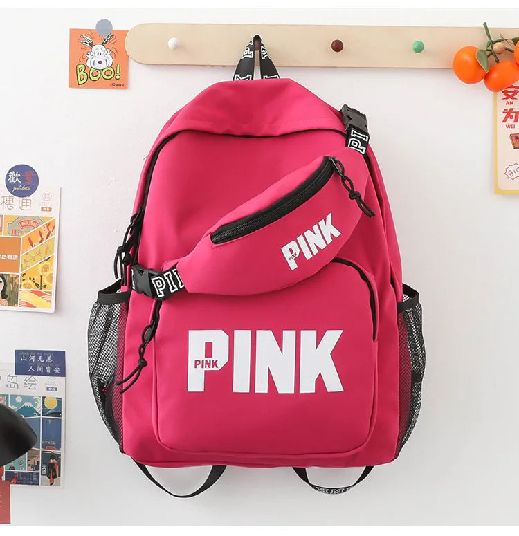 Stylish Multifunctional Unisex School Backpack and Chest Bag Set Women's Backpacks