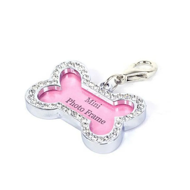 Personalized Bone Shape Pets ID Name Tag Address Pendant Dog Puppy Collar Pink Anti-Lost Card Pet Accessories MegaBDM