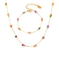 Hot Fashion Trend  Stainless Steel 18K Gold Plated Double-layered Coloured Natural Stones Luxury Jewelry Sets  for Women