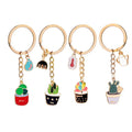 Cute Alloy Keychain Sun Cactus Flower Key Ring Letter Plants Key Chains Desert Gifts Women Bag Accessories DIY Handmade Jewelry