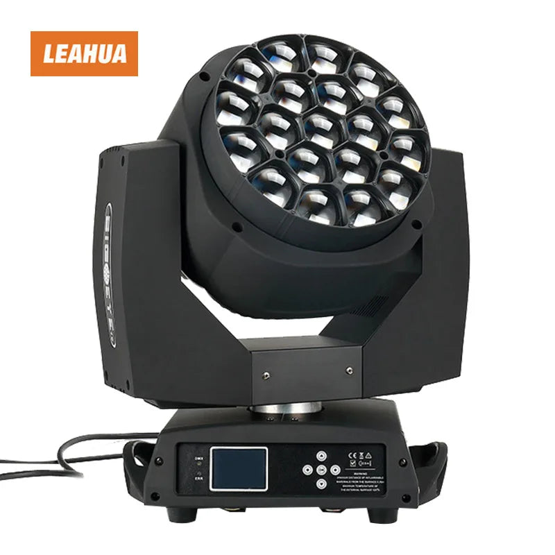 DMX Control RGBW 4-in-1 Effect LED Bee-Eye Zoom Moving Head Light 19*15W for Stage Disco Party & Theme Park for DJs