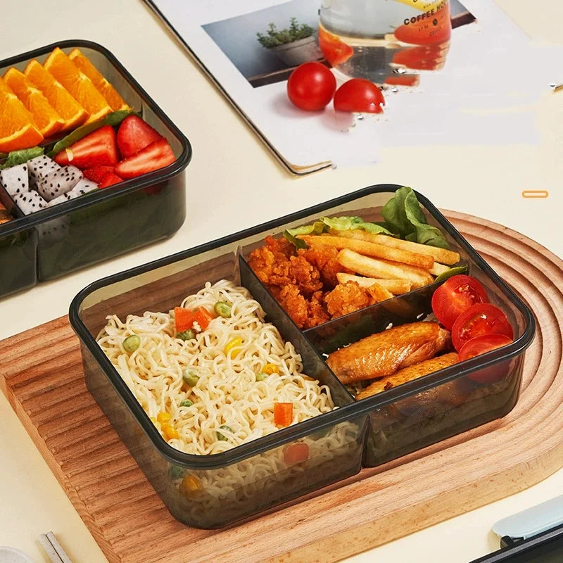 OWNSWING Bento Box Adult Lunch Box Lunchable Containers with 3 Compartments Plastic Food Container with Spoon