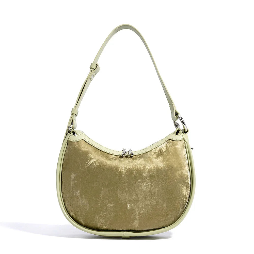 Custom Large Capacity Ladies Half Moon Tote Leather Handbag Woven Cowhide with Zipper Closure Portable Luxury Handbags for Women