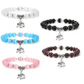 8mm Cat's Eye Beaded Bracelet for Women Jewelry Elephant Pendant Healing Crystal Handmade Elastic Natural Garnet Stone Bracelet