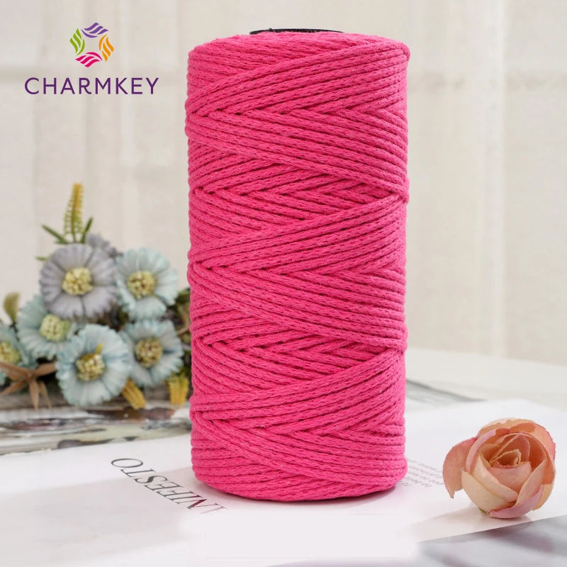 Charmkey 2mm 150m  Hollow Cotton Thread Macrame Organic Pure Cotton Rope Braided Cotton