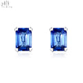 Wholesale Price Trendy New Products Natural Sapphire Jewelry 18K White Gold Blue Sapphire Stud Earrings Engagement Wedding Party