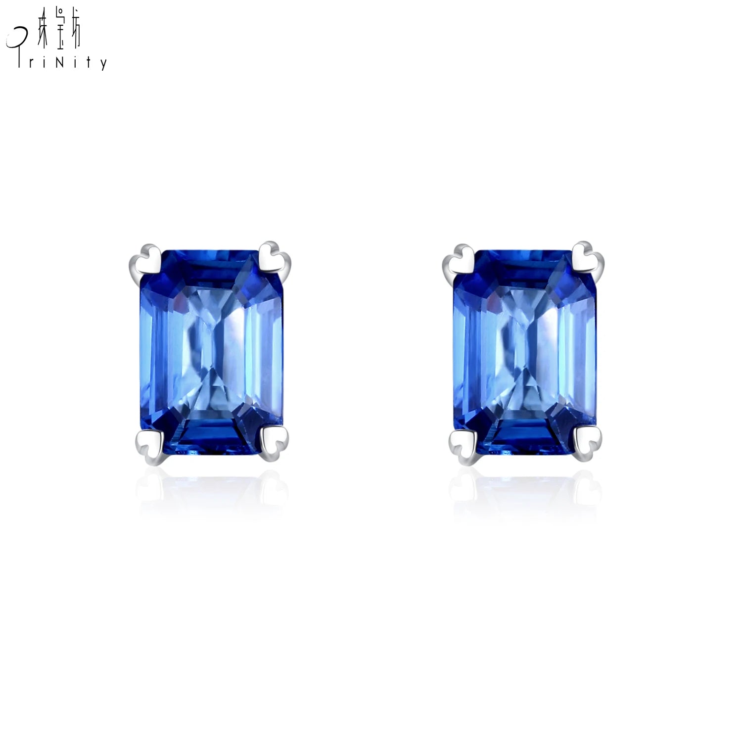 Wholesale Price Trendy New Products Natural Sapphire Jewelry 18K White Gold Blue Sapphire Stud Earrings Engagement Wedding Party