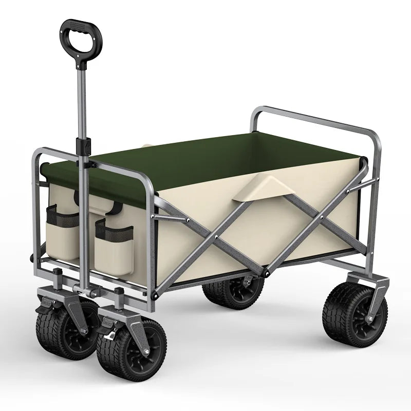 Large Capacity Four-Folding Camping Cart with Adjustable Handle Spacious Interior and Sturdy Portable Rolling OEM Customizable