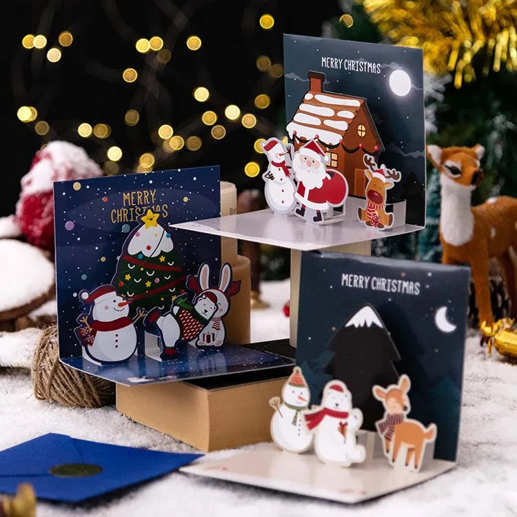 2025 Thank You Card for Christmas Greeting Pop up 3D Christmas Cards With Envelope 3D Greeting Christmas Card