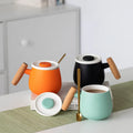 Gift Individual Porcelain Coffee Mug With Cover Spoon Cup Lettering Business Travel Water Cup Formulation Teacup
