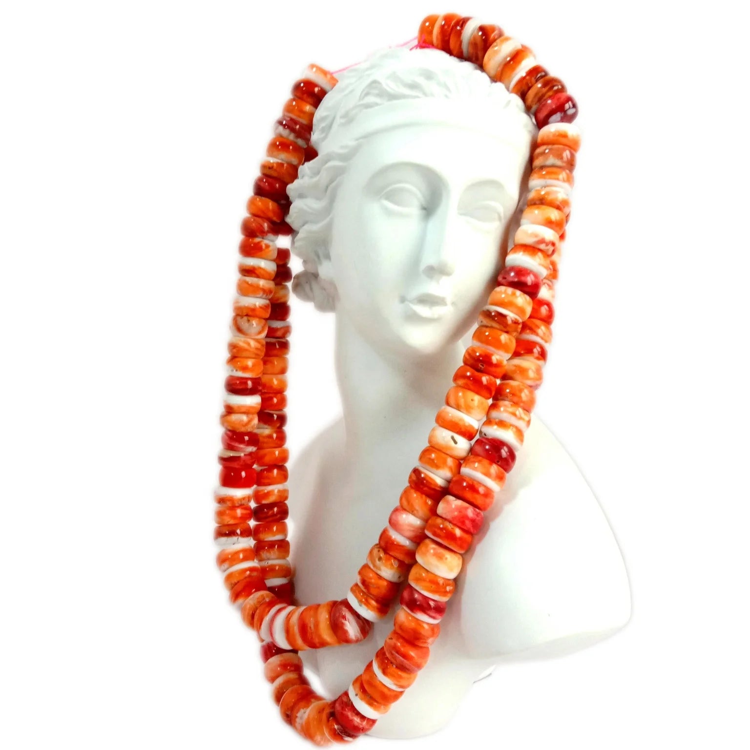 Gigantic Ruby Red Spiny Oyster  12mm Shell Beads Caribbean Sea Rondelle Heishi