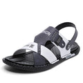 Men's Comfortable Leather Sandals Flat Classic Summer Outdoor Shoes Soft Walking Footwear with PU Insole for Beach Use