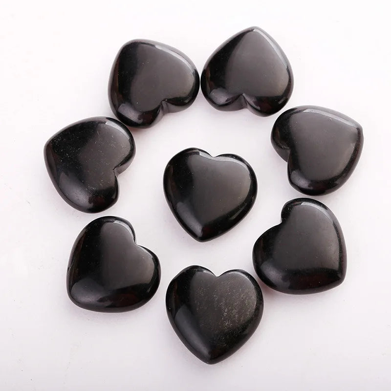 2026 Wholesale Natural Polished obsidian Stone Heart Shape Gemstone amethyst Crystal Rose Quartz Hearts crystal crafts for Gift